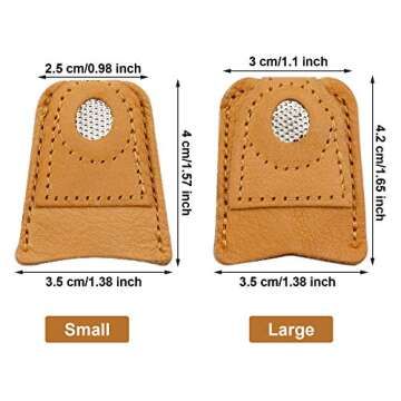 WILLBOND 4 Pieces Leather Thimbles for Hand Sewing Quilting, Leather Finger Protectors Finger Guard ...