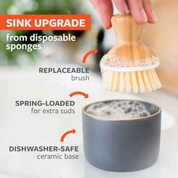 Full Circle Bubble Up, Brush + Dispenser, Gray