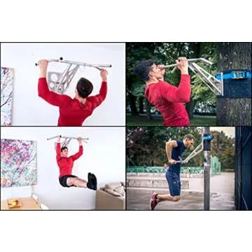 Portable Pull Up Dip Bar by Pullup & Dip, Mobile For Wall Mount And Tree/Post, Indoor & Outdoor Pull Up Dip Bar Combo For Home And Garden/Park, Premium Quality Chin Up Dip bar (I&O VA)