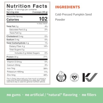 Pure Organic Pumpkin Seed Protein Powder, 20g Vegan Protein