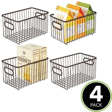 Stylish mDesign Farmhouse Kitchen Storage Bins - Set of 4