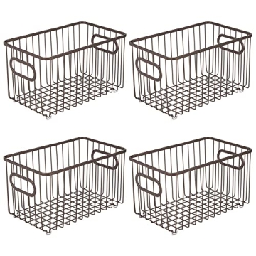 Stylish mDesign Farmhouse Kitchen Storage Bins - Set of 4
