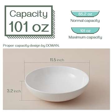 DOWAN 11.5-Inch Large Serving Bowls - Set of 2, Perfect for Pasta, Salads & More!