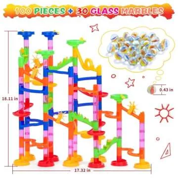 Gifts2U Marble Run Toy, 130Pcs Educational Construction Maze Block Set for Kids and Parents