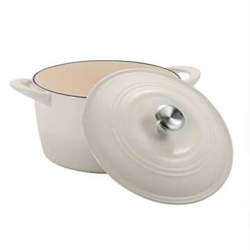 Tramontina 7 Qt Enameled Cast Iron Covered Tall Round Dutch Oven - Latte - Superior Heat Retention &...