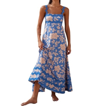 ALhLL Women's Halter Dress Floral Casual Beach Dress Ankle-Length Halter Dress Spring Summer Fall, Small