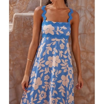 ALhLL Women's Halter Dress Floral Casual Beach Dress Ankle-Length Halter Dress Spring Summer Fall, Small