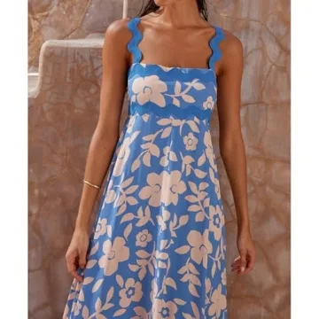 ALhLL Women's Halter Dress Floral Casual Beach Dress Ankle-Length Halter Dress Spring Summer Fall, Small