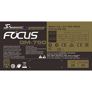 Seasonic FOCUS GM-750 Power Supply - 750W 80+ Gold Quality
