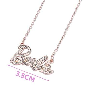 Barbie Crystal Script Logo Necklace (Rose Gold)