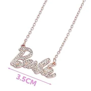 Barbie Crystal Script Logo Necklace (Rose Gold)