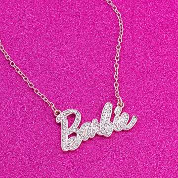 Barbie Crystal Script Logo Necklace (Rose Gold)