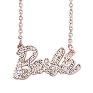 Barbie Crystal Script Logo Necklace (Rose Gold)