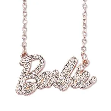 Barbie Crystal Script Logo Necklace (Rose Gold)