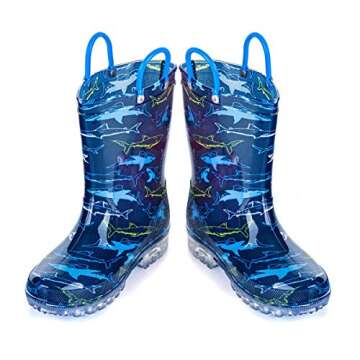 HugRain Toddler Boys Light Up Rain Boots for Kids