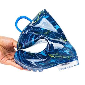 HugRain Toddler Boys Light Up Rain Boots for Kids