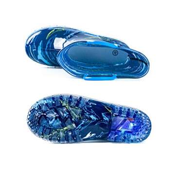 HugRain Toddler Boys Light Up Rain Boots for Kids