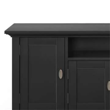 SIMPLIHOME Redmond SOLID WOOD 72 Inch Wide Transitional TV Media Stand in Black For TVs up to 80 Inches, For the Living Room and Entertainment Center