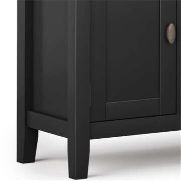 SIMPLIHOME Redmond SOLID WOOD 72 Inch Wide Transitional TV Media Stand in Black For TVs up to 80 Inches, For the Living Room and Entertainment Center