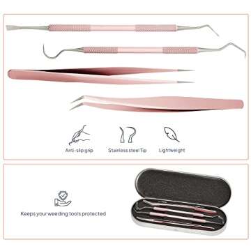 Premium Vinyl Weeding Tool Kit - Precision Stainless Steel Weeder - Hook and Pick with Fine Tweezers...