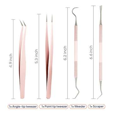 Premium Vinyl Weeding Tool Kit - Precision Stainless Steel Weeder - Hook and Pick with Fine Tweezers Crafting Set for Cricut Vinyl - by iVyne (Rose Gold)
