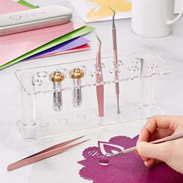 Premium Vinyl Weeding Tool Kit - Precision Stainless Steel Weeder - Hook and Pick with Fine Tweezers Crafting Set for Cricut Vinyl - by iVyne (Rose Gold)