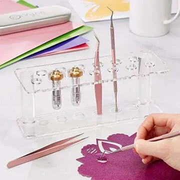 Premium Vinyl Weeding Tool Kit - Precision Stainless Steel Weeder - Hook and Pick with Fine Tweezers Crafting Set for Cricut Vinyl - by iVyne (Rose Gold)