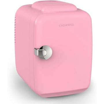 CROWNFUL Mini Fridge 4L Portable Cooler Warmer Pink