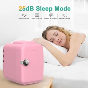 CROWNFUL Mini Fridge 4L Portable Cooler Warmer Pink