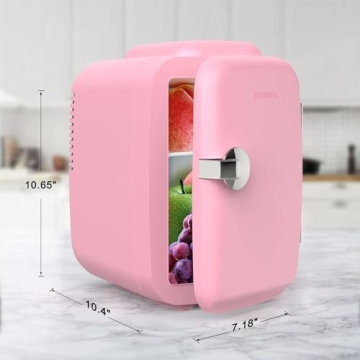 CROWNFUL Mini Fridge 4L Portable Cooler Warmer Pink