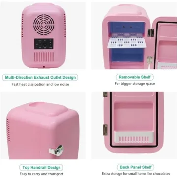 CROWNFUL Mini Fridge 4L Portable Cooler Warmer Pink