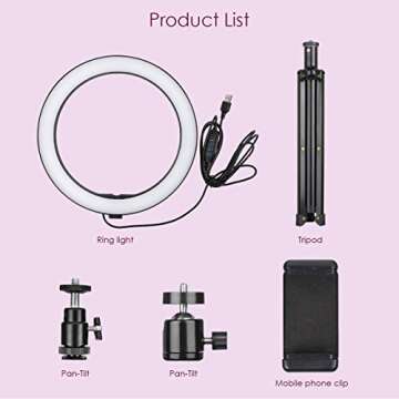 Ring Light 10" with 59" Extendable Tripod Stand & Phone Holder for YouTube Video, Dimmable Led Ring Light for Camera, Video, Makeup, Selfie Photography Compatible with iPhone Android