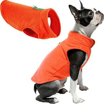 Gooby Fleece Vest Dog Sweater - Pumpkin, Large - Warm Pullover Fleece Dog Jacket with O-Ring Leash -...