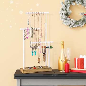 SRIWATANA Jewelry Organizer Display Extra Tall Necklace Holder 3 Tier Jewelry Tree Stand, Gift Idea ...