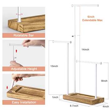 SRIWATANA Jewelry Organizer Display Extra Tall Necklace Holder 3 Tier Jewelry Tree Stand, Gift Idea (Carbonized Black & White)
