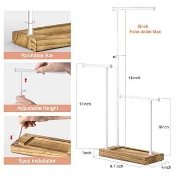 SRIWATANA Jewelry Organizer Display Extra Tall Necklace Holder 3 Tier Jewelry Tree Stand, Gift Idea (Carbonized Black & White)