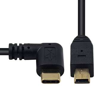Duttek Mini USB to USB C Cable, USB C to Mini USB Cable, Right Angled USB 3.1 Type C Male to Mini USB Male Converter Cable Cord for Digital Camera and More Mini USB Devices 10inch/26cm