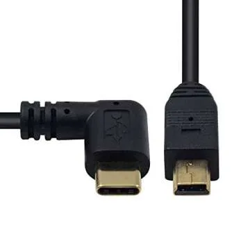 Duttek Mini USB to USB C Cable, USB C to Mini USB Cable, Right Angled USB 3.1 Type C Male to Mini USB Male Converter Cable Cord for Digital Camera and More Mini USB Devices 10inch/26cm