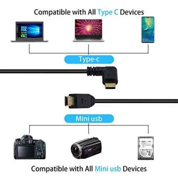 Duttek Mini USB to USB C Cable, USB C to Mini USB Cable, Right Angled USB 3.1 Type C Male to Mini USB Male Converter Cable Cord for Digital Camera and More Mini USB Devices 10inch/26cm