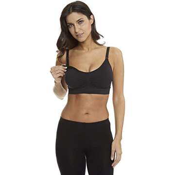 HOFISH Full Bust Maternity Seamless Wireless Nursing Bra 3 Pack Black, Large