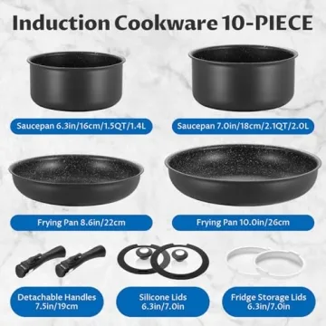 BEZIA 10-Piece Induction Cookware Set - Nonstick