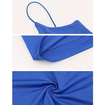 Amilia Women's Basic Solid Cami Spaghetti Double Layer Crop Tank Top