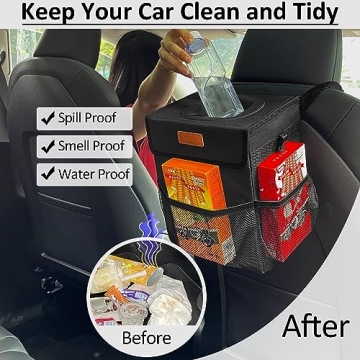 LEAK PROOF Car Trash Can - Black Hanging Bin