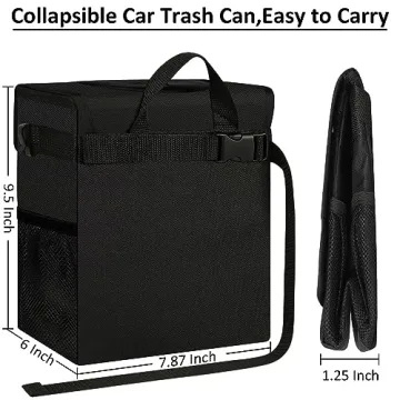 LEAK PROOF Car Trash Can - Black Hanging Bin