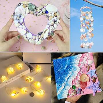 135 PCS Sea Shells Mixed Beach Seashells Starfish, Colorful Various Sizes Natural Seashells for Crafts,Candle Making, Beach Theme Party Wedding Decor, Fish Tank