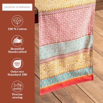Maison d' Hermine Table Runner 100% Cotton Double Layer 72" Long Elegant Decorative for Home Kitchen...