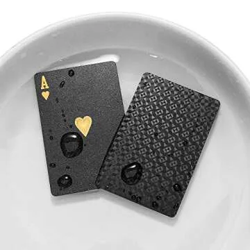 EAY Diamond Waterproof Black Playing Cards, Poker Cards, Deck of Cards (Black)