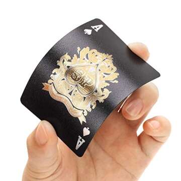 EAY Diamond Waterproof Black Playing Cards, Poker Cards, Deck of Cards (Black)
