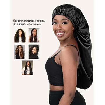 Long Satin Bonnet for Sleeping - Premium Quality Hair Care