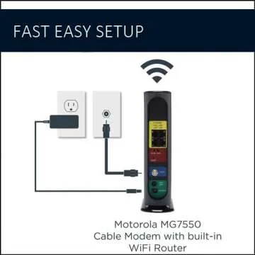 Motorola MG7550 - Modem with Built in WiFi | Approved for Comcast Xfinity, Cox | For Plans Up to 300 Mbps | DOCSIS 3.0 + AC1900 WiFi Router | Power Boost Enabled